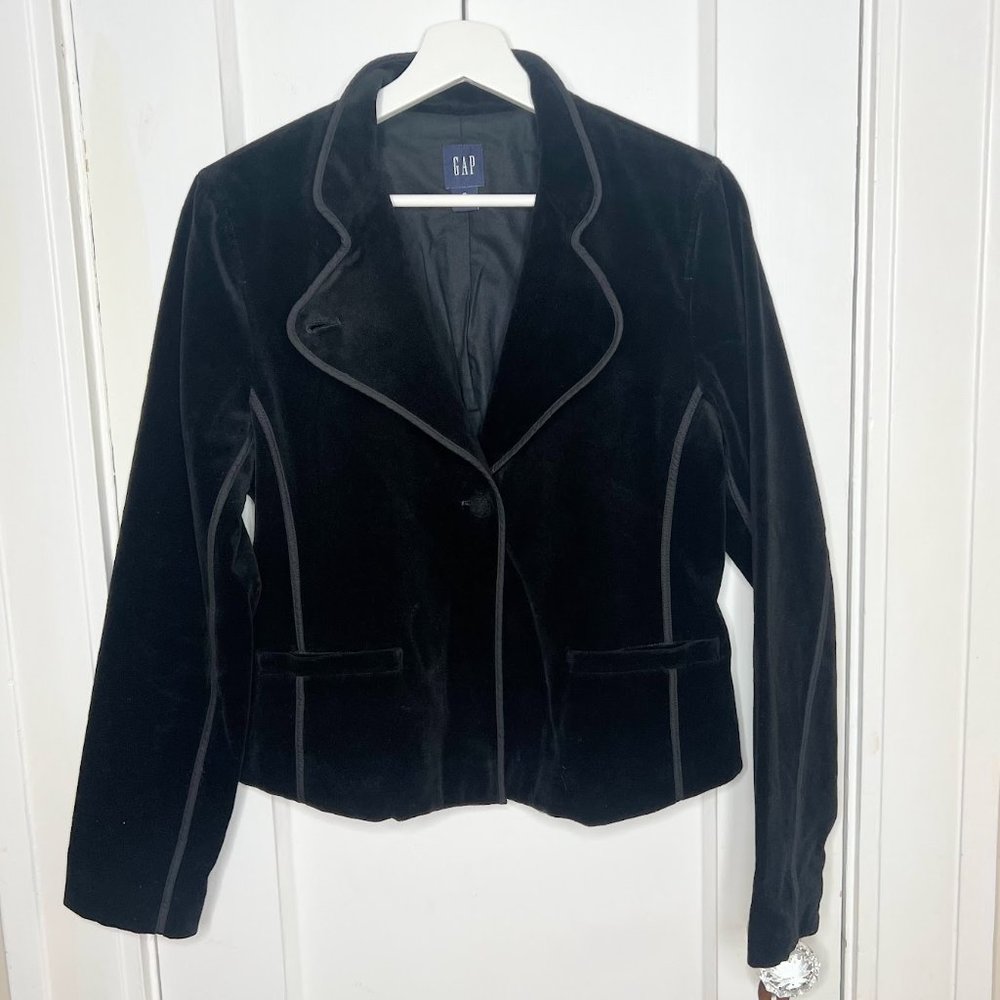 GAP - Vintage Velvet Blazer Coat Black - 10 - Classic Gap